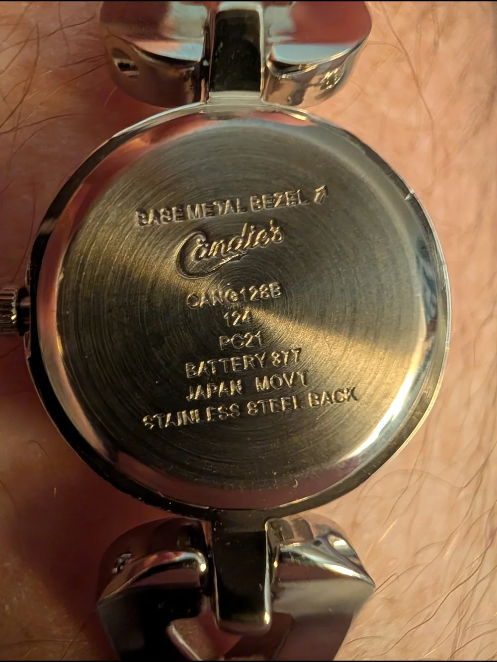 Candie'sSilver-Tone Round Watch with Crystal Accents With Quartz Move Brand Batt